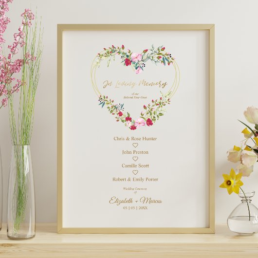 Poster Le coeur floral dans la mémoire amoureuse Table Ma