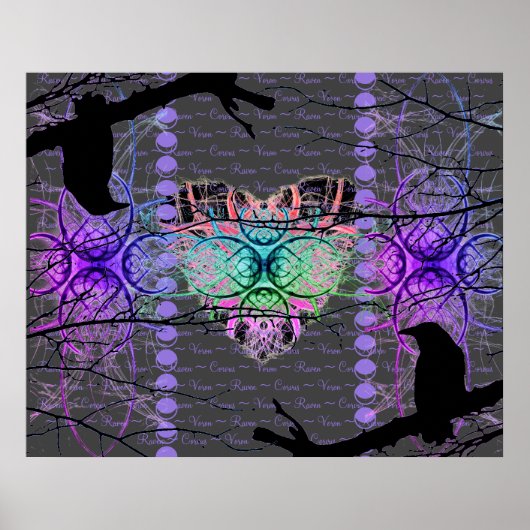 Poster Le coeur néon du corbeau noir (Devant)