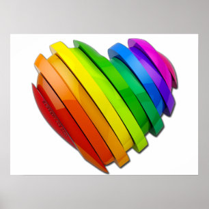 Poster Le cœur sculptural tridimensionnel de SlipperyJoe