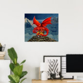 Poster Le coffre au trésor du Dragon Rouge volant (Bureau à domicile)