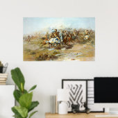 Poster Le combat de la custer par Charles Marion Russell (Bureau à domicile)