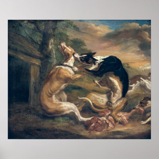 Poster Le combat des chiens, 1678 (Devant)