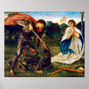 Poster Le combat St George d'Edward Burne-Jones tue le