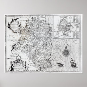 Poster Le Comté de Leinster avec la Ville de Dublin