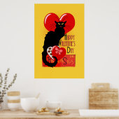 Poster Le Conversation Noir - Heureuse Sainte-Valentin (Cuisine)