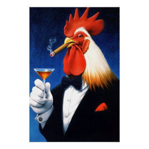 Poster Le coq Dapper Funny Gentleman's Club