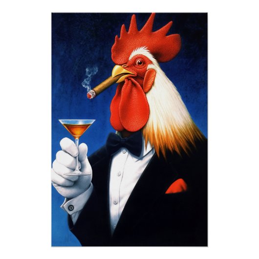 Poster Le coq Dapper | Funny Gentleman's Club (Devant)