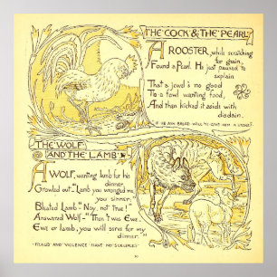 Poster Le coq et la perle - Le loup et l'agneau