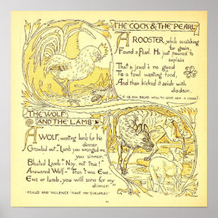 Poster Le coq et la perle - Le loup et l'agneau