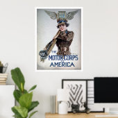 Poster Le corps automobile d'Amérique - Jeune femme (US02 (Bureau à domicile)