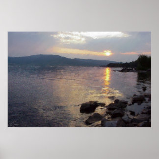 Poster Le coucher de soleil du lac Henry