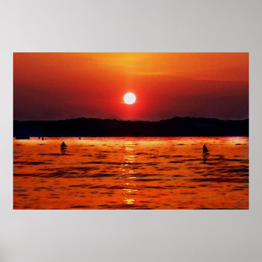 Poster Le coucher du soleil du lac Lanier (Devant)