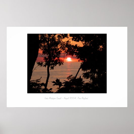 Poster Le coucher du soleil du lac Michigan (Devant)