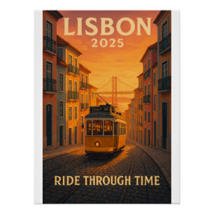 Poster Le coucher du soleil du tramway de Lisbonne - La v