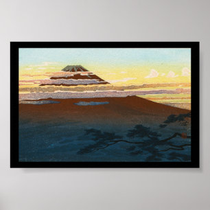Poster Le coucher du soleil japonais frais de Fuji de