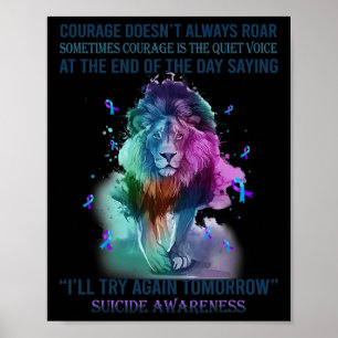 Poster Le courage de sensibilisation au suicide de lion n