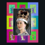 Poster Le couronnement de Pop Art<br><div class="desc">Le Star est, bien sûr, Elizabeth II. Nous avons ajouté de petits échos Pop Art autour du portrait central.</div>