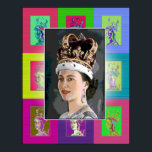 Poster Le couronnement de Pop Art<br><div class="desc">Le Star est, bien sûr, Elizabeth II. Nous avons ajouté de petits échos Pop Art autour du portrait central.</div>