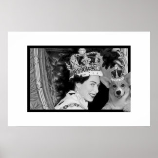 Poster Le couronnement d'Elizabeth II et de son Corgi