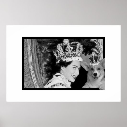 Poster Le couronnement d'Elizabeth II et de son Corgi (Devant)