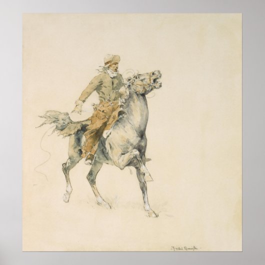 Poster Le Cowboy, Frederic Remington (Devant)