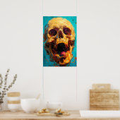 Poster Le crâne drôle crie à cause du temps chaud (Cuisine)