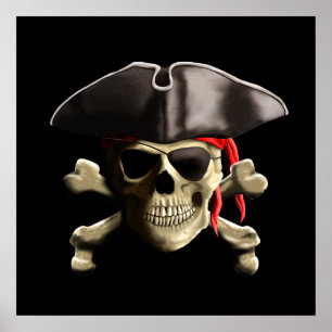 Poster Le crâne du Jolly roger pirate
