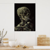 Poster Le crâne d'un squelette avec la cigarette brûlante (Cuisine)