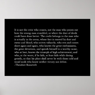 Poster Le crédit appartient à l'homme dans l'arène.