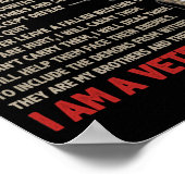 Poster Le credo de l'ancien combattant Je suis un vétéran (Coin)