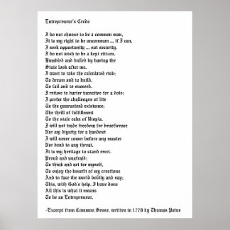 Poster Le credo de l'entrepreneur