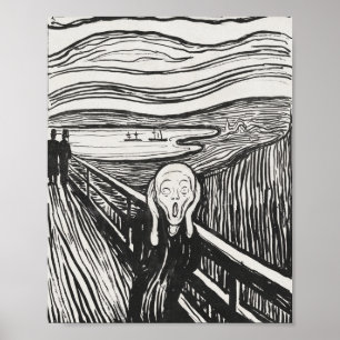 Poster Le cri d'Edvard Munch noir et blanc