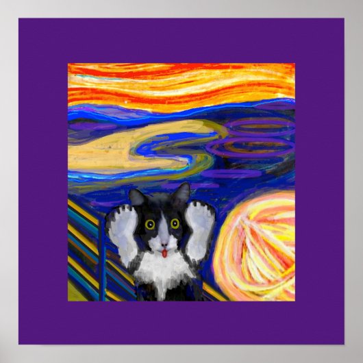 Poster Le Cri, Parodie De Chat, Faux Enveloppé Canvas Imp (Devant)
