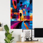 Poster Le Cri réinterprété dans l'Expressionnisme Abstrai (Bureau à domicile)