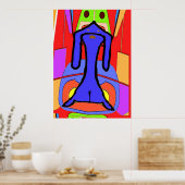 Poster Le cubisme de Dachshund bleu Abstrait (Cuisine)