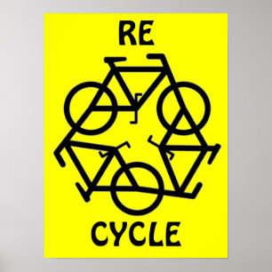 Poster Le CYCLE RE réutilisent le symbole de bicyclette