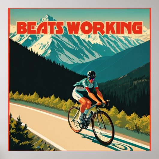 Poster Le cyclisme bat le travail (Devant)