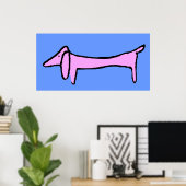 Poster Le Dachshund Rose (Bureau à domicile)