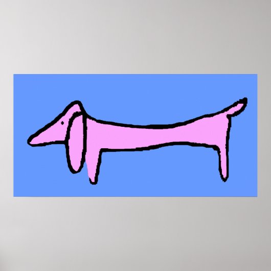 Poster Le Dachshund Rose (Devant)