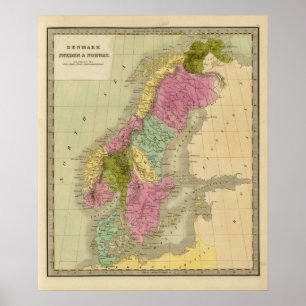 Poster Le Danemark, la Suède et la Norvège