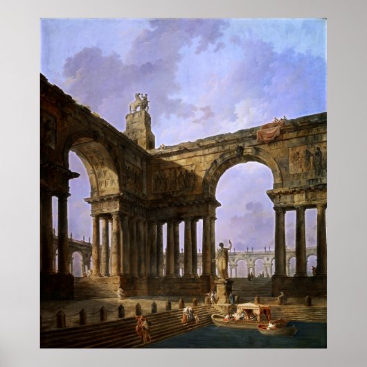 Poster Le débarquement par Hubert Robert (Devant)