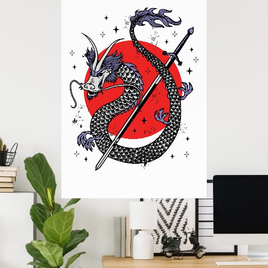 Poster Le défi du dragon : une oeuvre d'art chinoise maje (Bureau à domicile)