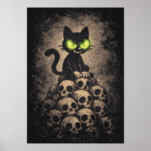 Poster Le Dernier Sifflement - Chat Rétro sur des Crânes, (Devant)