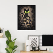 Poster Le Dernier Sifflement - Chat Rétro sur des Crânes, (Bureau à domicile)