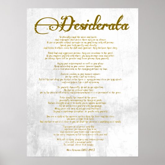 Poster Le Desiderata "Choses désirées" (Devant)