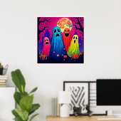Poster Le design de la fête d'Halloween de Neon Ghosts (Bureau à domicile)