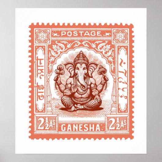 Poster Le design des timbres indiens, Ganesha (Devant)