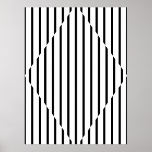 Poster Le diamant d'illusion optique raye le blanc noir