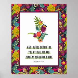 Poster Le dieu de l'espoir coloré motif floral Abstrait