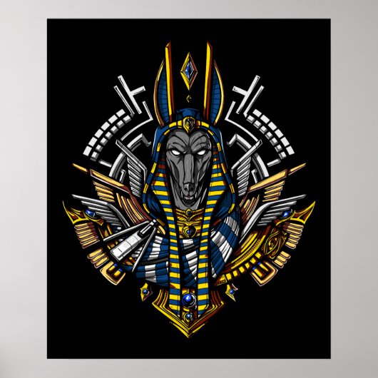 Poster Le dieu égyptien Anubis Pharaon du loup antique (Devant)